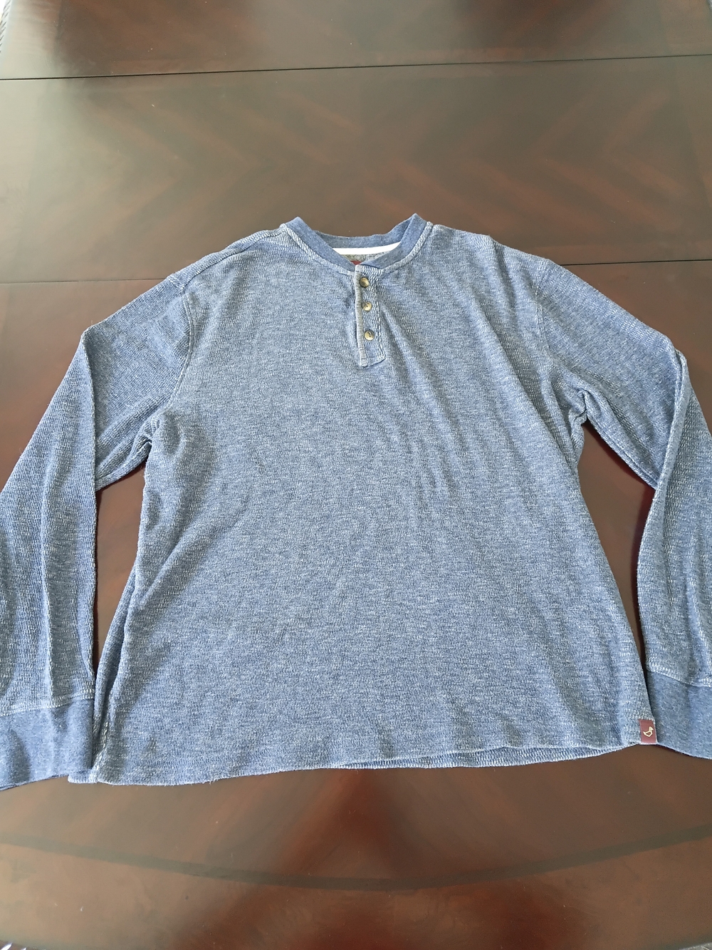 Alesbury Men's Long-Sleeve Blue Cotton Knit Henley Shirt Size XL